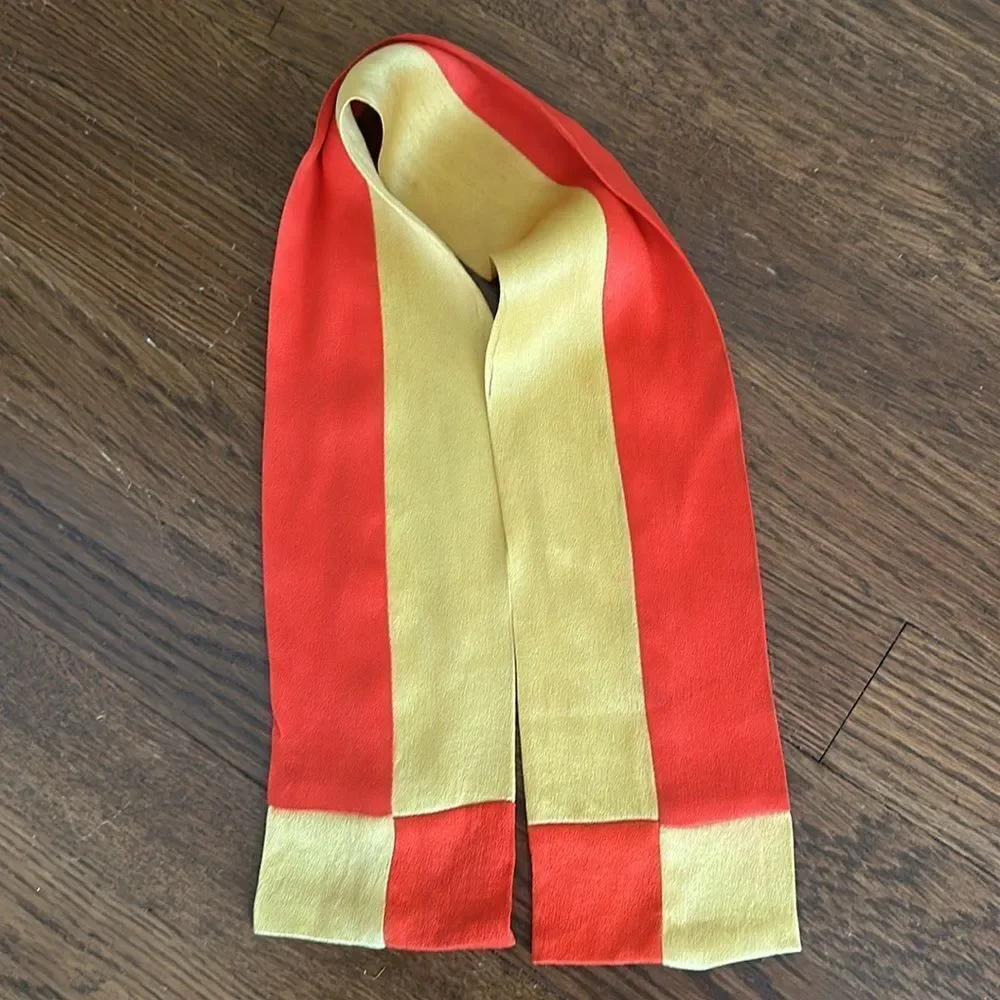 Vintage 50s/60s gold & tomato‎ red satin neck scarf